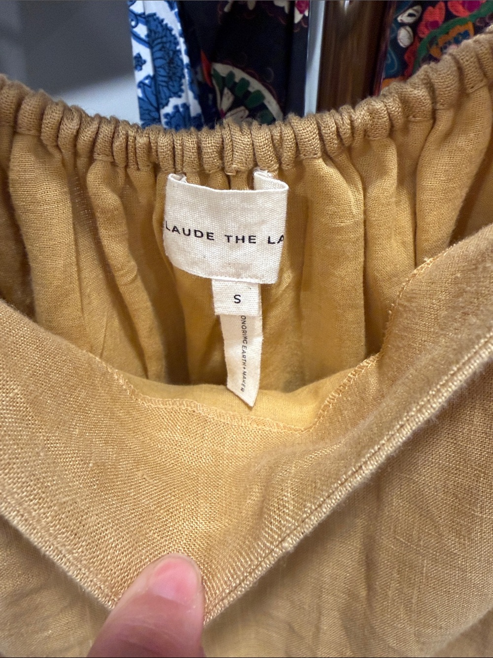 Mustard Yellow Linen-Blend Women's Dress - Picture 2 of 2